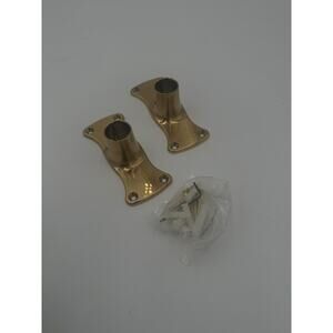 Signature Hardware Jumbo Shower Rod Flanges - Set of 2 in Brushed Gold